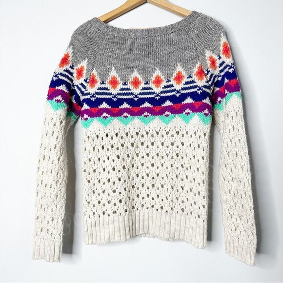 American Eagle Knit Sweater Small Fair Isle Wool Blend - Picture 2 of 4